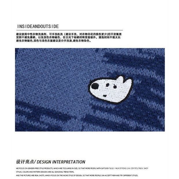 Áo Sweater Dệt Kim Dáng Rộng Thêu Họa Tiết Hoạt Hình Phong Cách Nhật Bản Thời Trang Thu Đông Cho Cặp Đôi