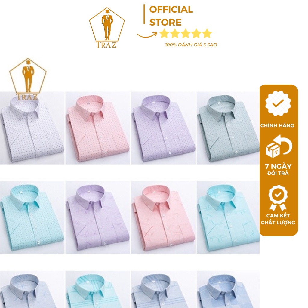Áo Sơ Mi Nam Họa Tiết Karo Trung Niên Ngắn Tay Vải Cotton