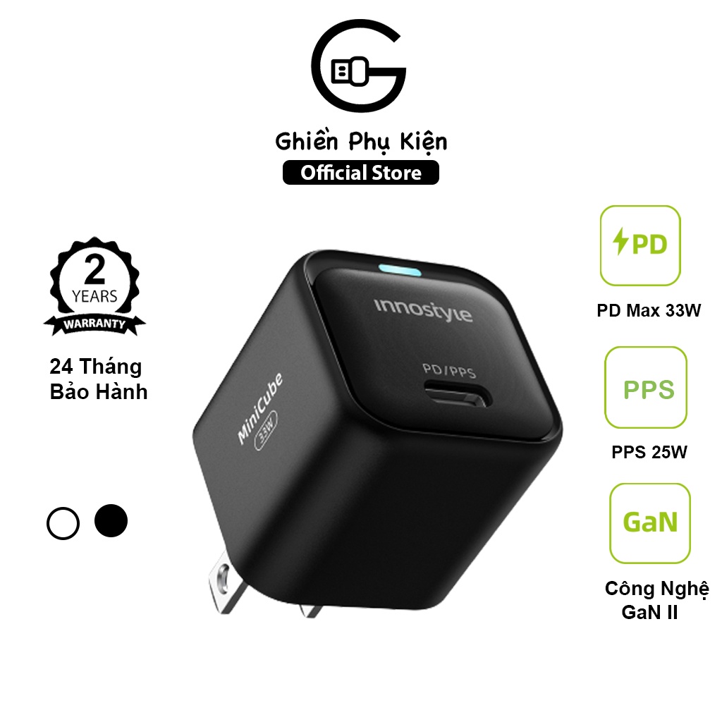 Củ Sạc Innostyle MiniCube GAN II 33W PD/QC3.0 VÀ PPS 25W - IC33PD