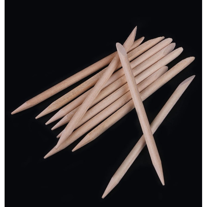 Que gỗ làm nail, que đẩy da mini,sét 100 cây dùng Trong NailBox-7.5cm