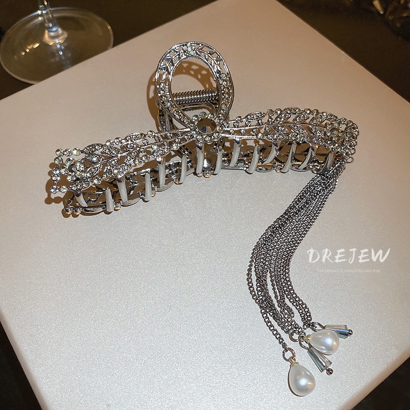 Kẹp tóc DREJEW tua rua hình lá đính ngọc trai thời trang