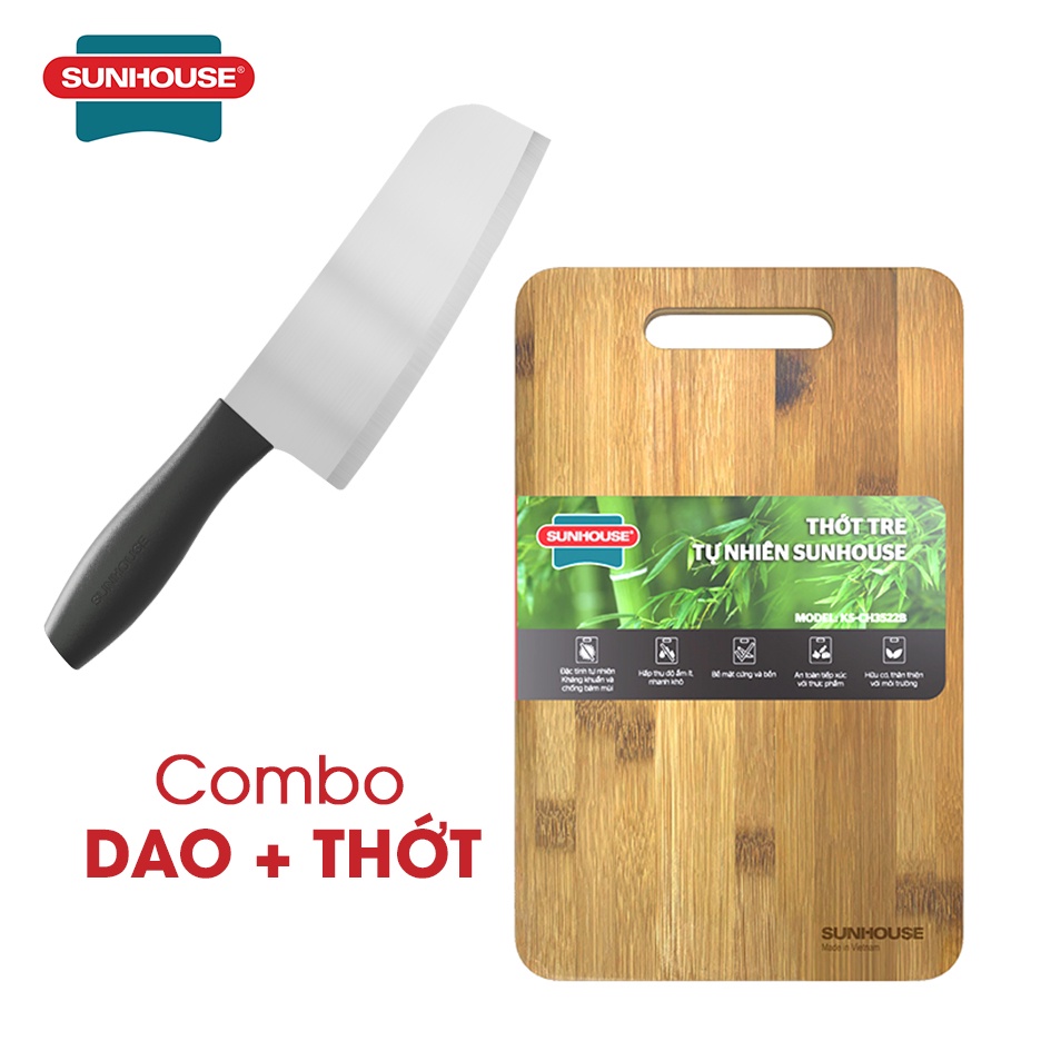 Combo bộ Dao + Thớt Sunhouse tiện lợi