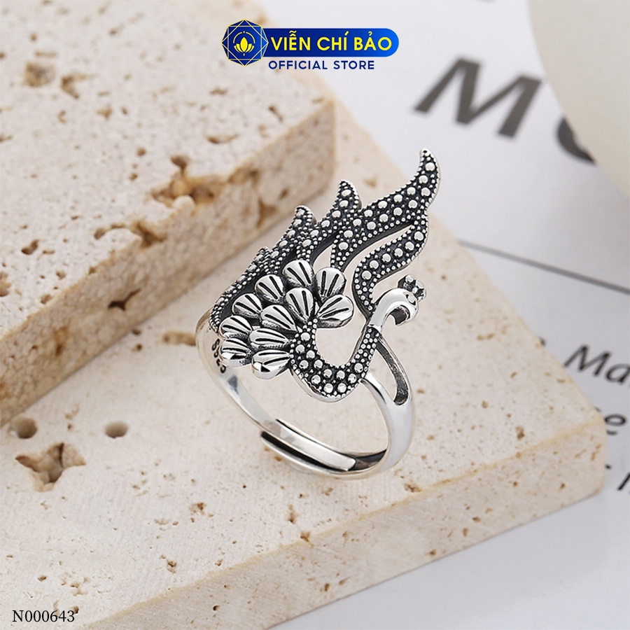 Nhẫn khổng tước chất liệu bạc Thái 925 thời trang phụ kiện trang sức nữ Viễn Chí Bảo N000643