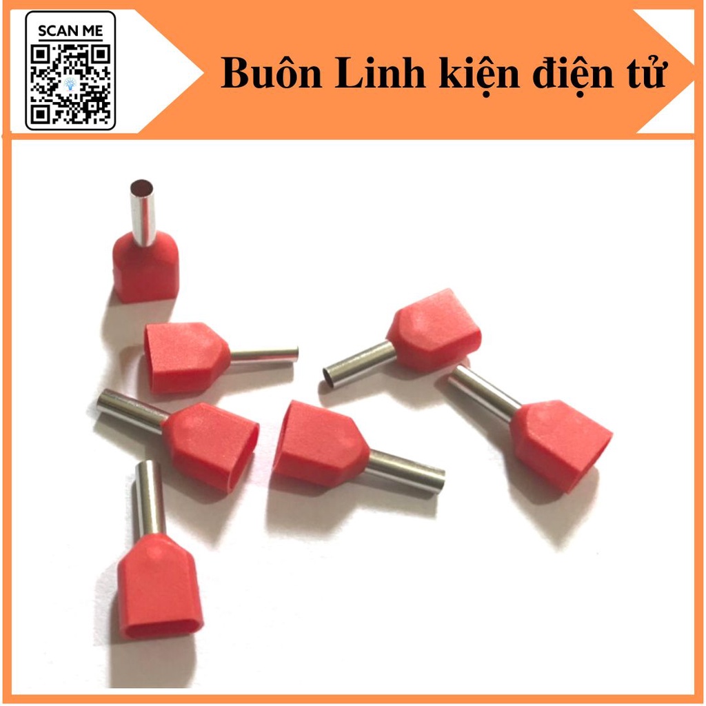 Đầu cos pin đôi TE2510 bấm nối dây điện 2.5mm bọc nhựa