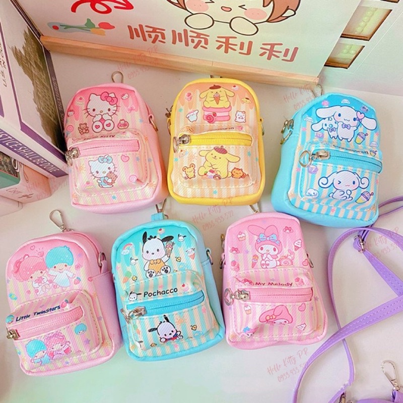 Móc khóa ví túi hình ba lô Hello Kitty