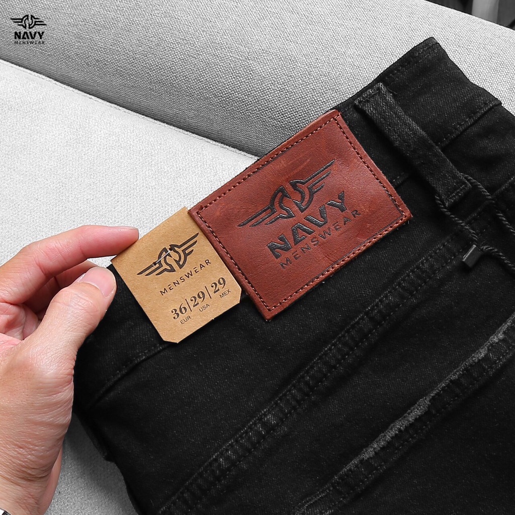 BIGSIZE NAM 80-140KG QUẦN JEAN ĐEN TRƠN NÚT ĐỎ 2BIG NAVY STAR