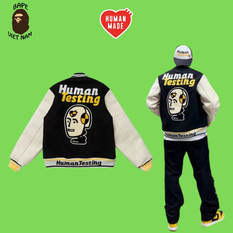 [Mirror Quality] Áo Khoác Human Made x Asap Rocky x Nigo Testing Varsity Jacket, Human Made Jacket, Trần bông, màu đen