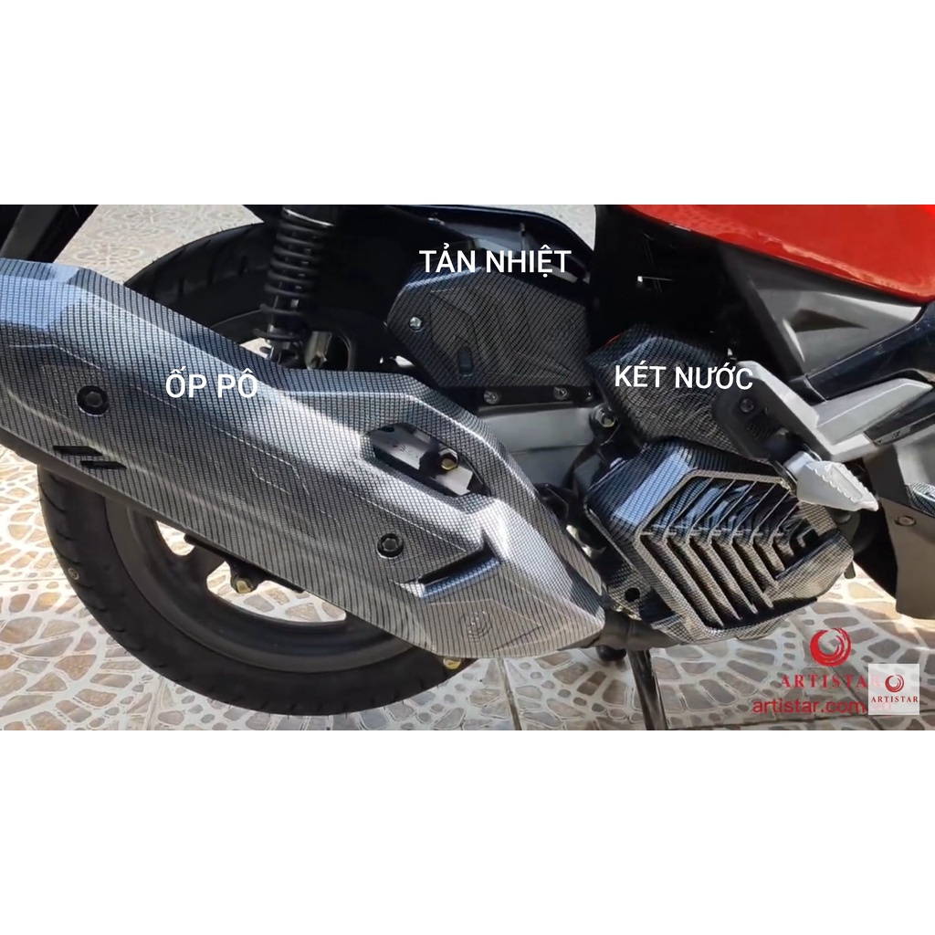 Ốp Két Nước, Quạt Gió SH 2024,SH Mode 21-23, Airblade 2022-2023 Bản 125/160 Carbon, Xi Mạ Crom, AB Air Blade Cacbon