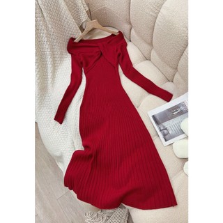 [ ẢNH TỰ CHỤP ] VÁY TRỄ VAI LEN TĂM - LEN 28 - anvintageclothes
