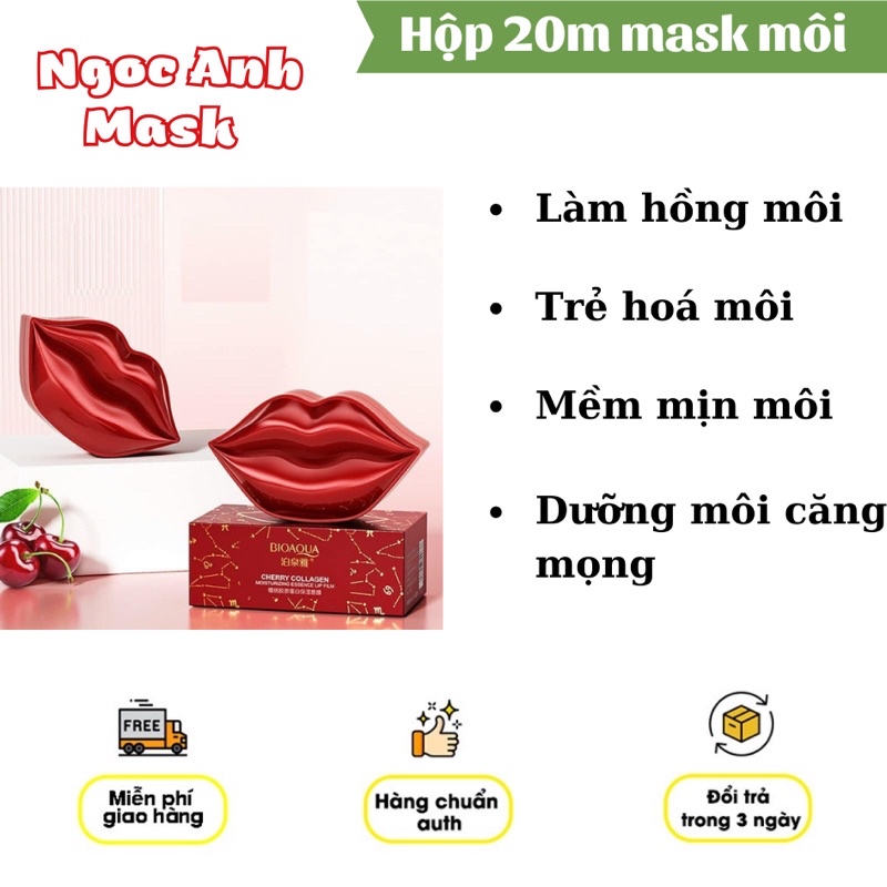 Hộp 20 miếng mặt nạ dưỡng môi bổ sung collagen Bioaqua