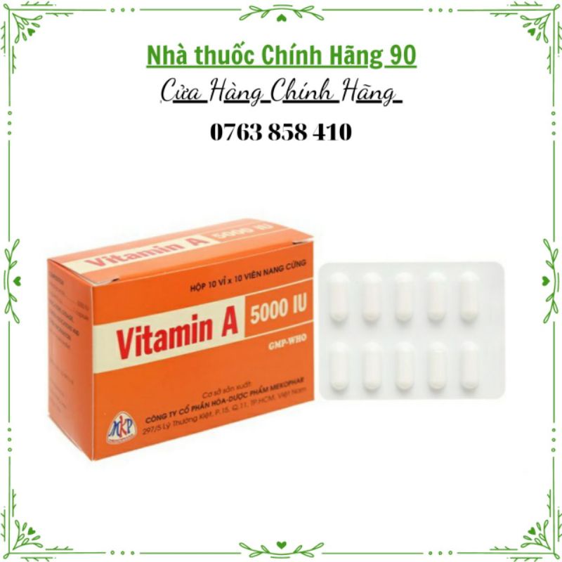(Chính hãng) Viên uống vitamin A 5000IU 100 viên