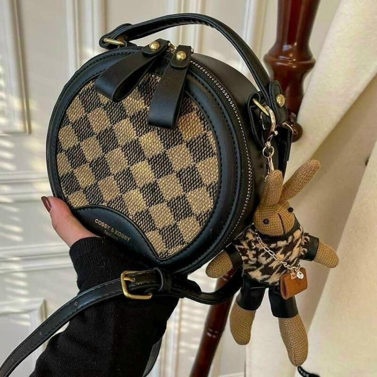 Túi Xách Nữ Tròn, Túi Đeo Chéo Trống Tròn Kèm Móc Khóa Gấu - T1022/ T1125