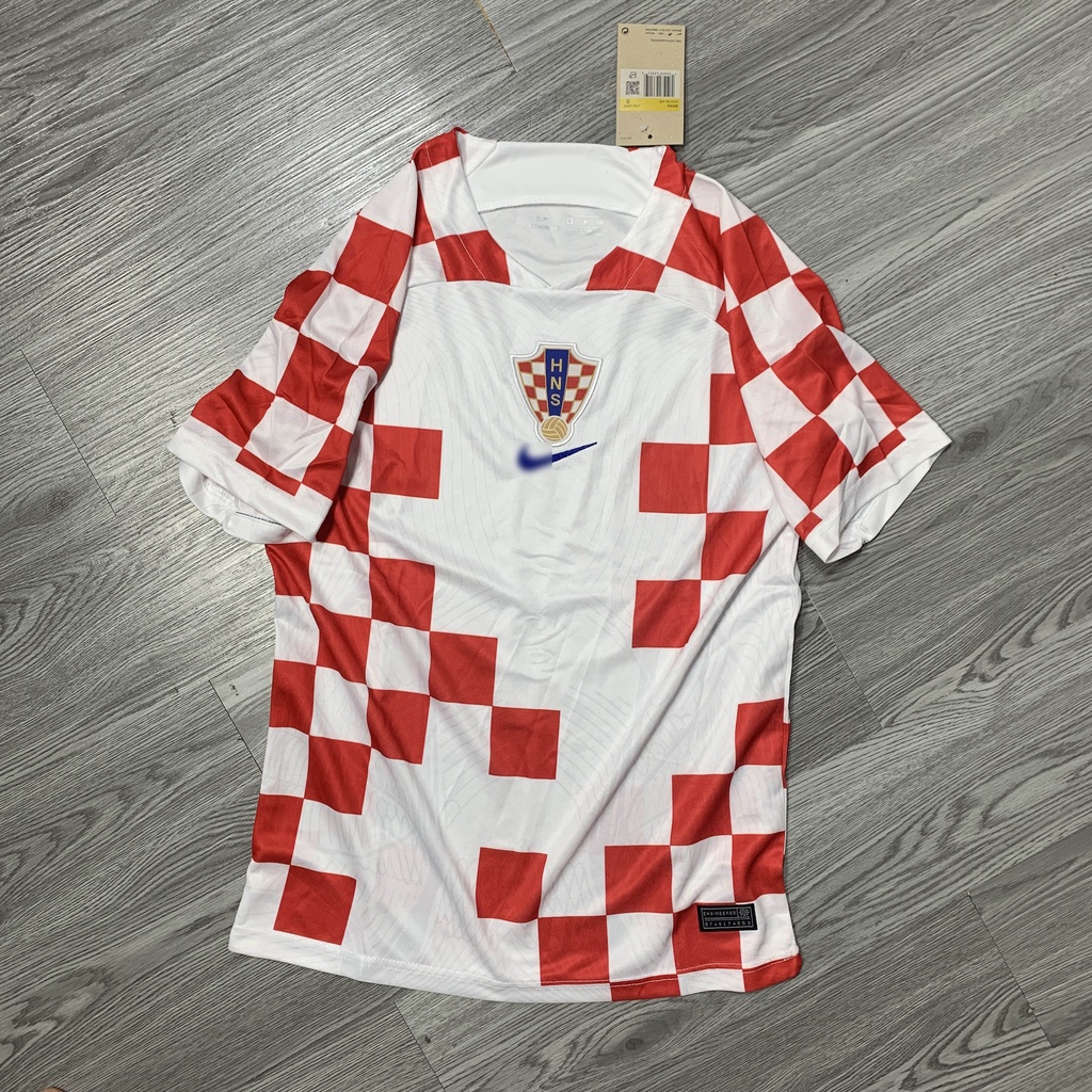 Áo đội tuyển Croatia sân nhà leaguestore 22/23 - bộ quần áo đá bóng ngắn tay caro vải thái dệt mịn form âu