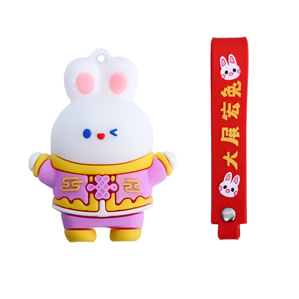 Móc Chìa Khóa Bằng Silicone Hình Thỏ Đáng Yêu