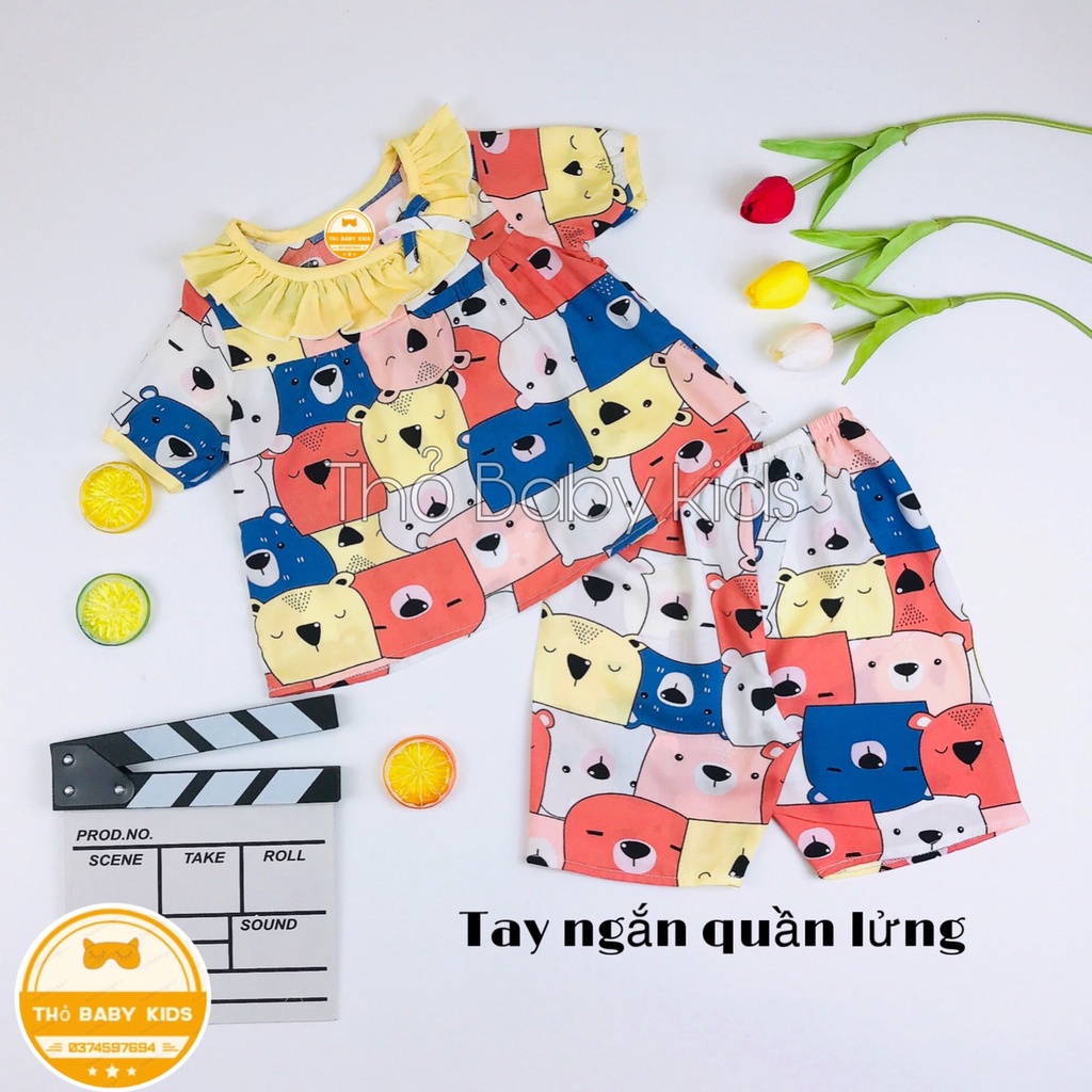 bộ đồ bé gái tole,lanh (tôn) lửng, cổ bèo tay phồng cho bé gái xinh xắn , dễ thương thỏ baby kids