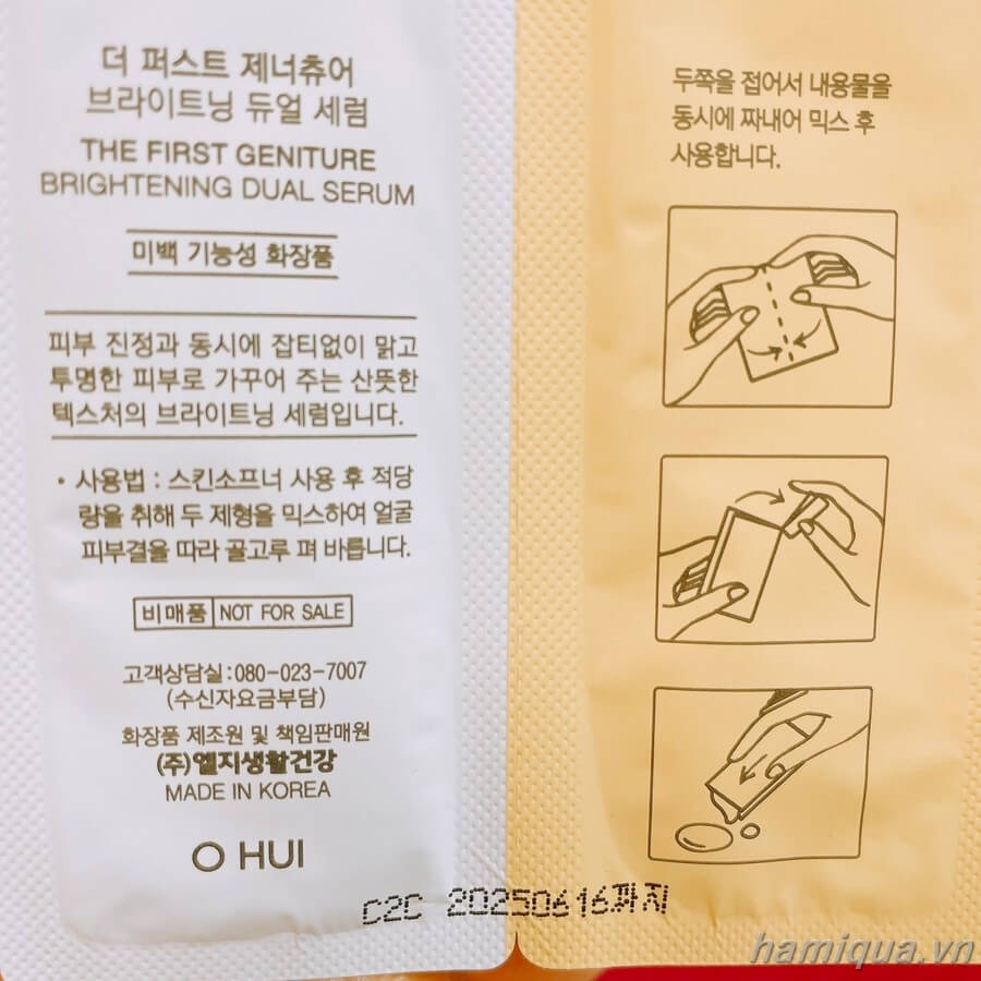 Gói sample huyết thanh hủy nám, dưỡng trắng căng bóng da OHui The First Geniture Brightening Dual Serum