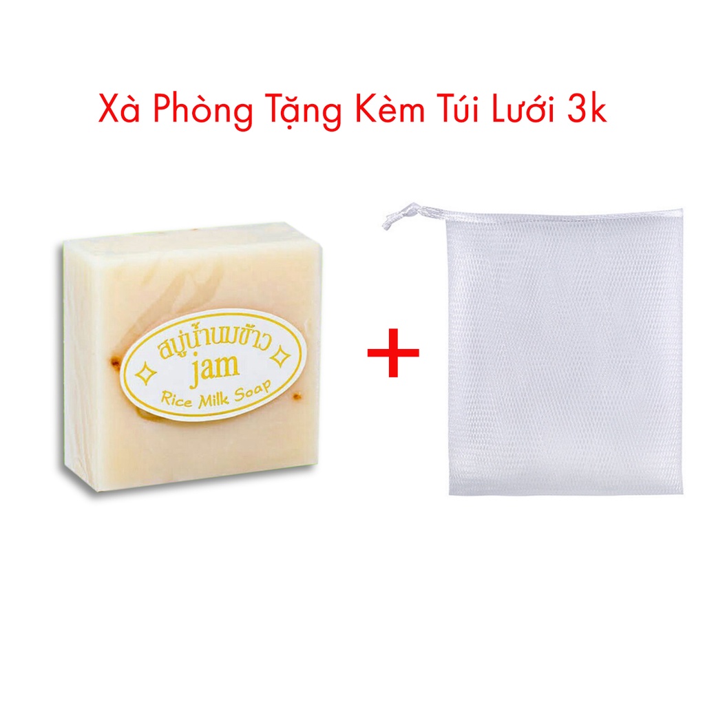 [Sale Shock] Xà Phòng Cám Gạo Jam Rice Milk SoapThái Lan Tặng Kèm Túi Lưới Tạo Bọt Giá Ưu Đãi Cuối Năm