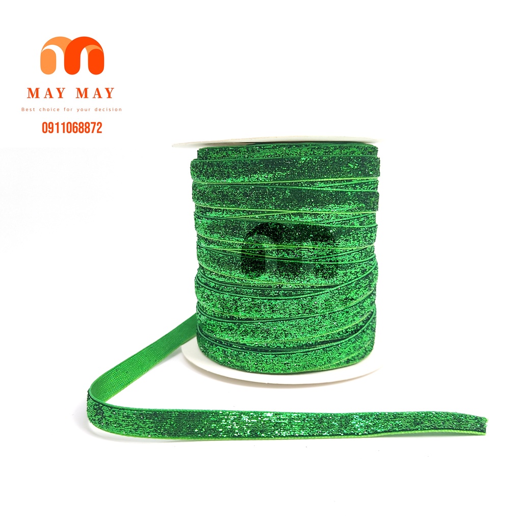 Ruy băng nhủ kim tuyến 1cm 2cm 4cm > Ruy băng nhung trang trí giáng sinh 5 mét