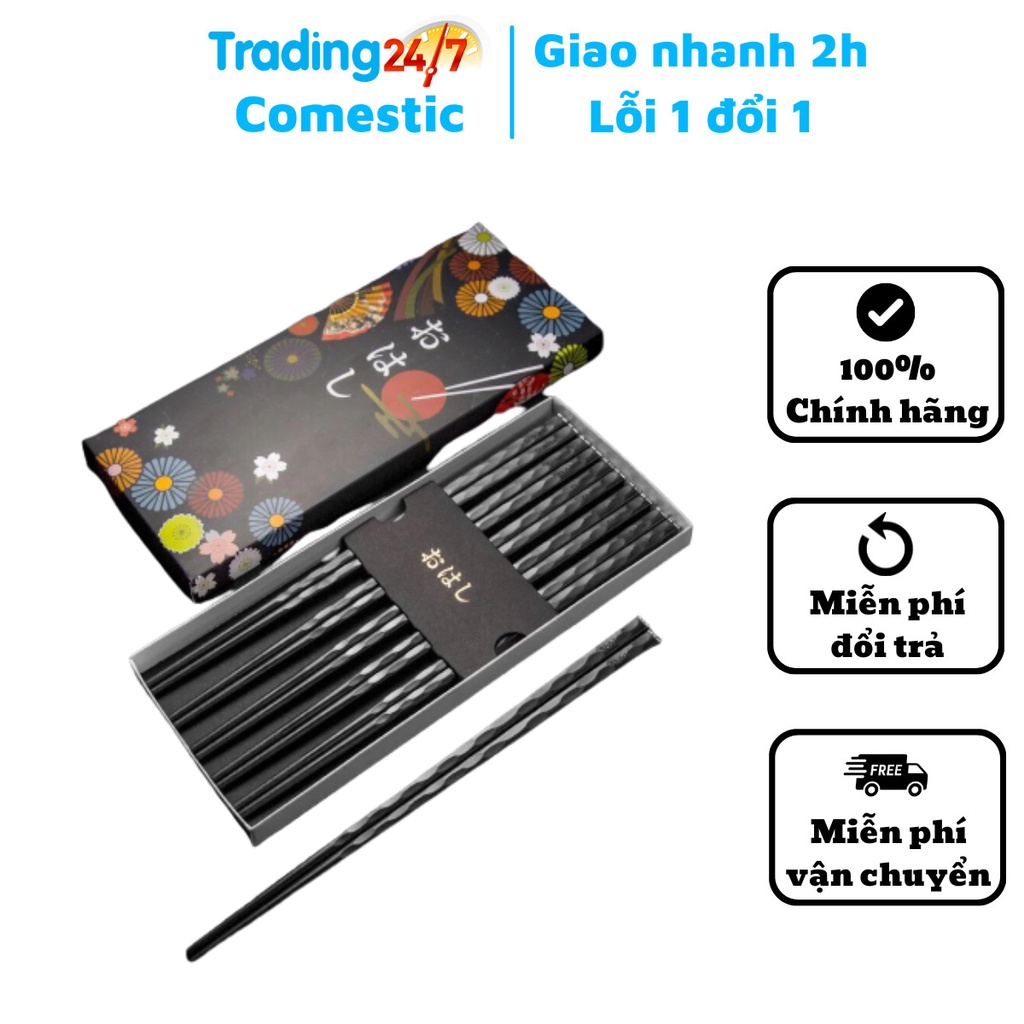 Bộ 5 đôi đũa kháng khuẩn cao cấp Shikisai Nội Địa Nhật Bản - Kokubo