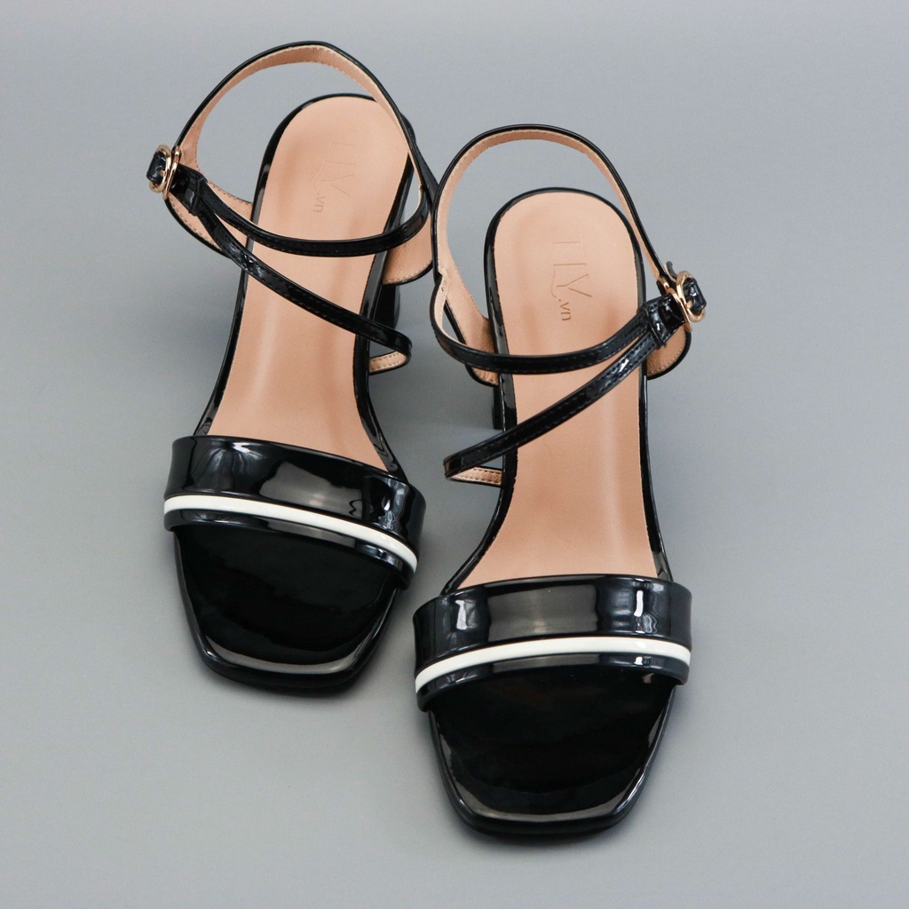 Giày sandal nữ cao cấp TLY, sandal 6,5p viền đen PU TLYSD09, da thật, sản phẩm được bảo hành.