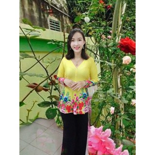 Áo bà ba in hoa 4d có kèm quần