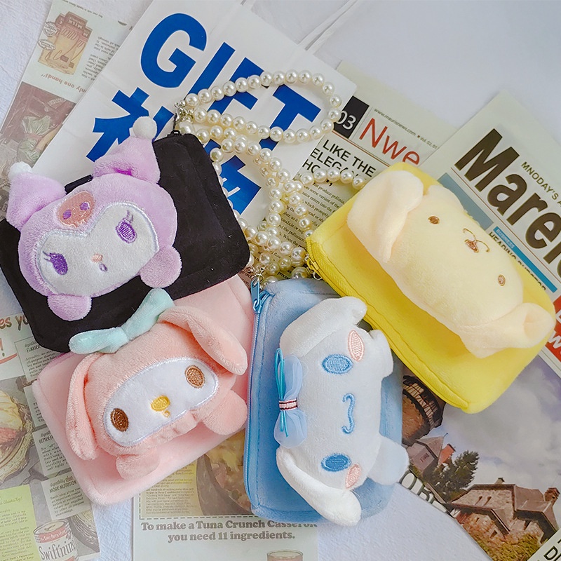 Túi Đựng Tiền Xu / Son Môi Hình Chú Chó Nhồi Bông Dễ Thương Cho Học Sinh