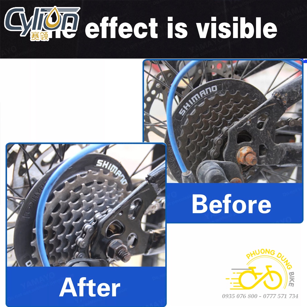 Chai xịt rửa xích líp đĩa xe đạp CYLION Bike Chain Degreaser 400ml - Hàng chính Hãng