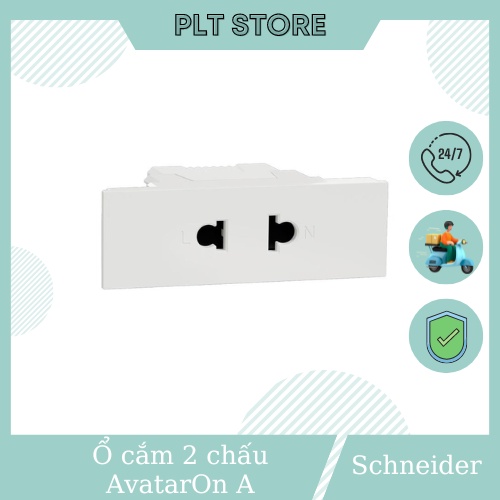 Ổ cắm đơn 2 chấu 16A, size S Schneider M3T426US_WE dòng AvatarOn A