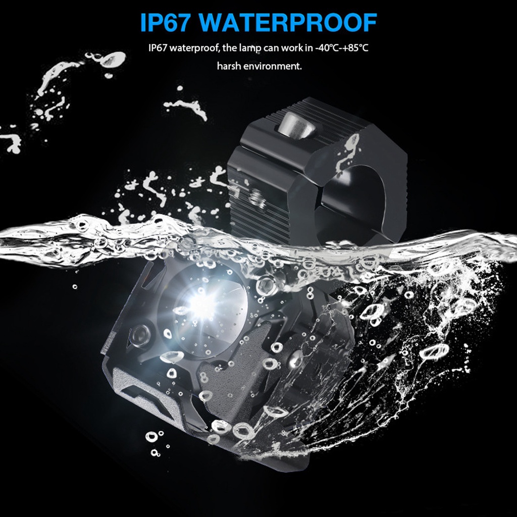 Có thể bán buôn 2 chiếc Đèn chiếu sáng LED dành cho xe máy 60W 4500LM Màu kép Độ cao hỗ trợ Pod phụ Vermont055 Hàng giao ngay