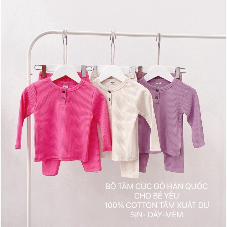 Bộ dài tay tăm cúc mềm dày cho bé