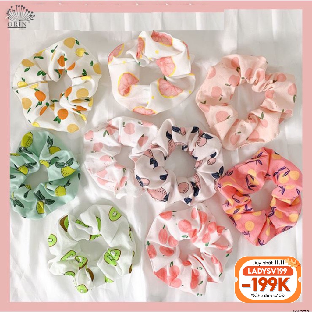 Cột tóc Scrunchies, dây buộc tóc vải scunchies kiểu hàn nhiều màu dễ thương