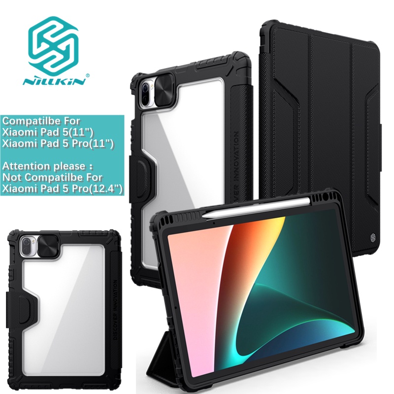 Bao Da Máy Tính Bảng PU Nắp Trượt Thông Minh Nillkin Có Ngăn Đựng Bút Cho Xiaomi Pad 5 / Pad 5 Pro / Pad 6 / Pad 6 Pro 12.4 11 "Pro Giá Đỡ