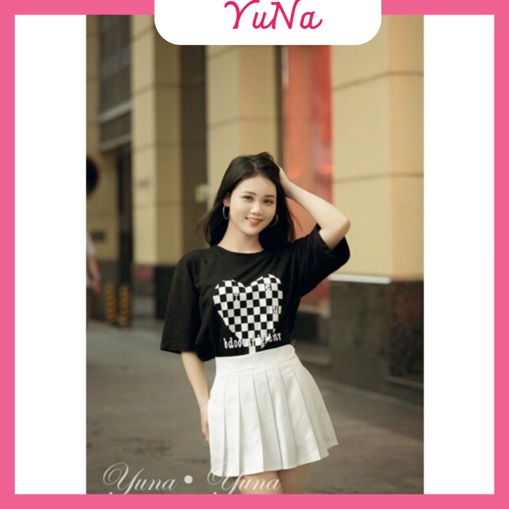 Áo thun 3158 nữ YUNA tay lỡ form rộng hình trái tim cá tính phong cách Ulzzang Hàn Quốc, thời trang nữ YUNA