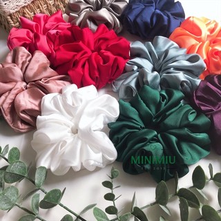 Dây buộc tóc / dây cột tóc nữ Scrunchie trơn lụa satin, độ phồng to