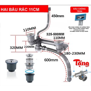 Bộ Xả Chậu Rửa Chén 2 hộc Ngăn Mùi