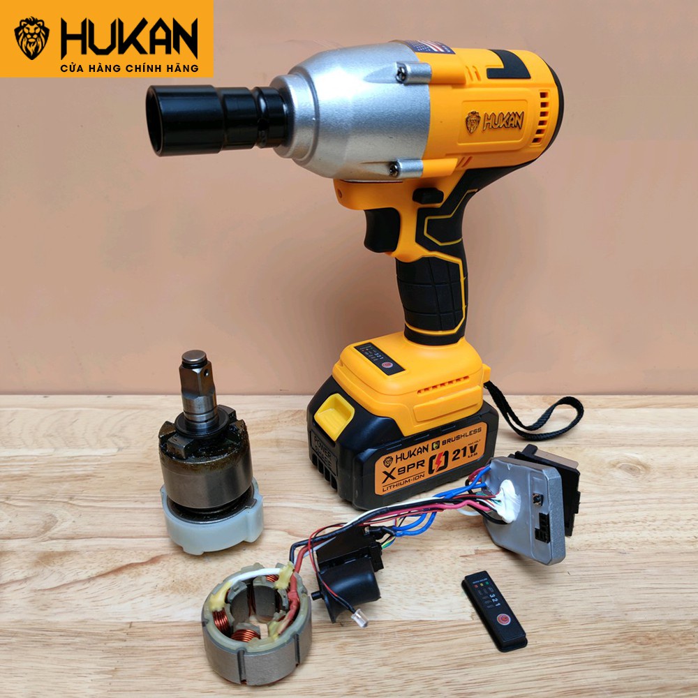 [Chính hãng] Máy siết bulong HUKAN X9 Pro lực siết 650nm khẩu dài 10 cái - Siết bulong ô tô không chổi than siêu khoẻ