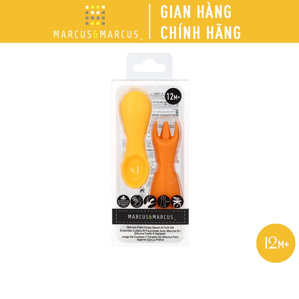 Bộ thìa nĩa tập ăn silicon cho bé Palm Grasp Marcus & Marcus, từ 12 tháng - Lola