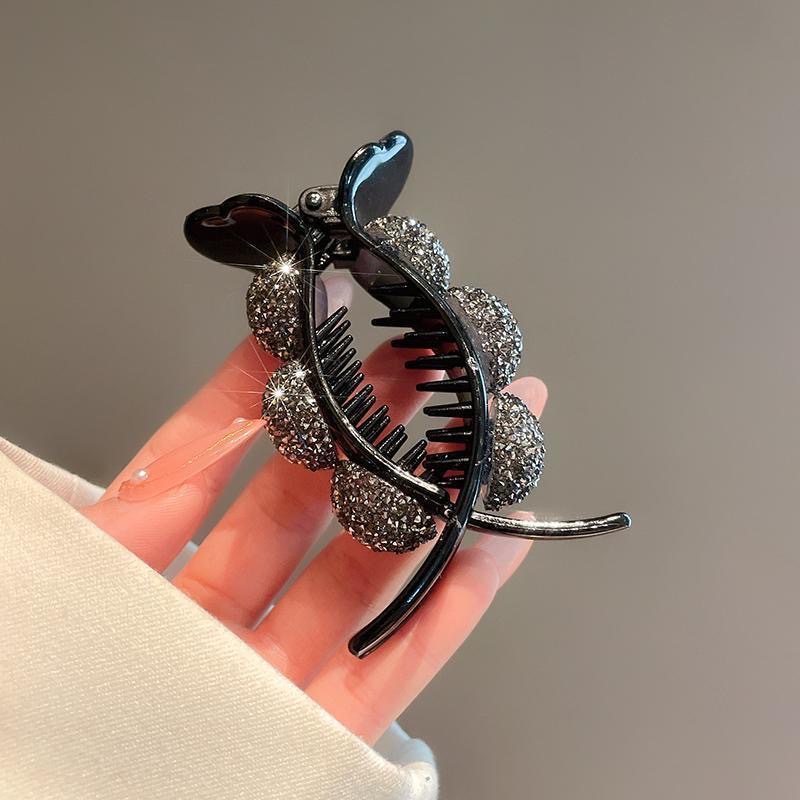 Kẹp tóc nữ càng cua dài đính hạt lấp lánh kèm nơ voan sang chảnh KEP19