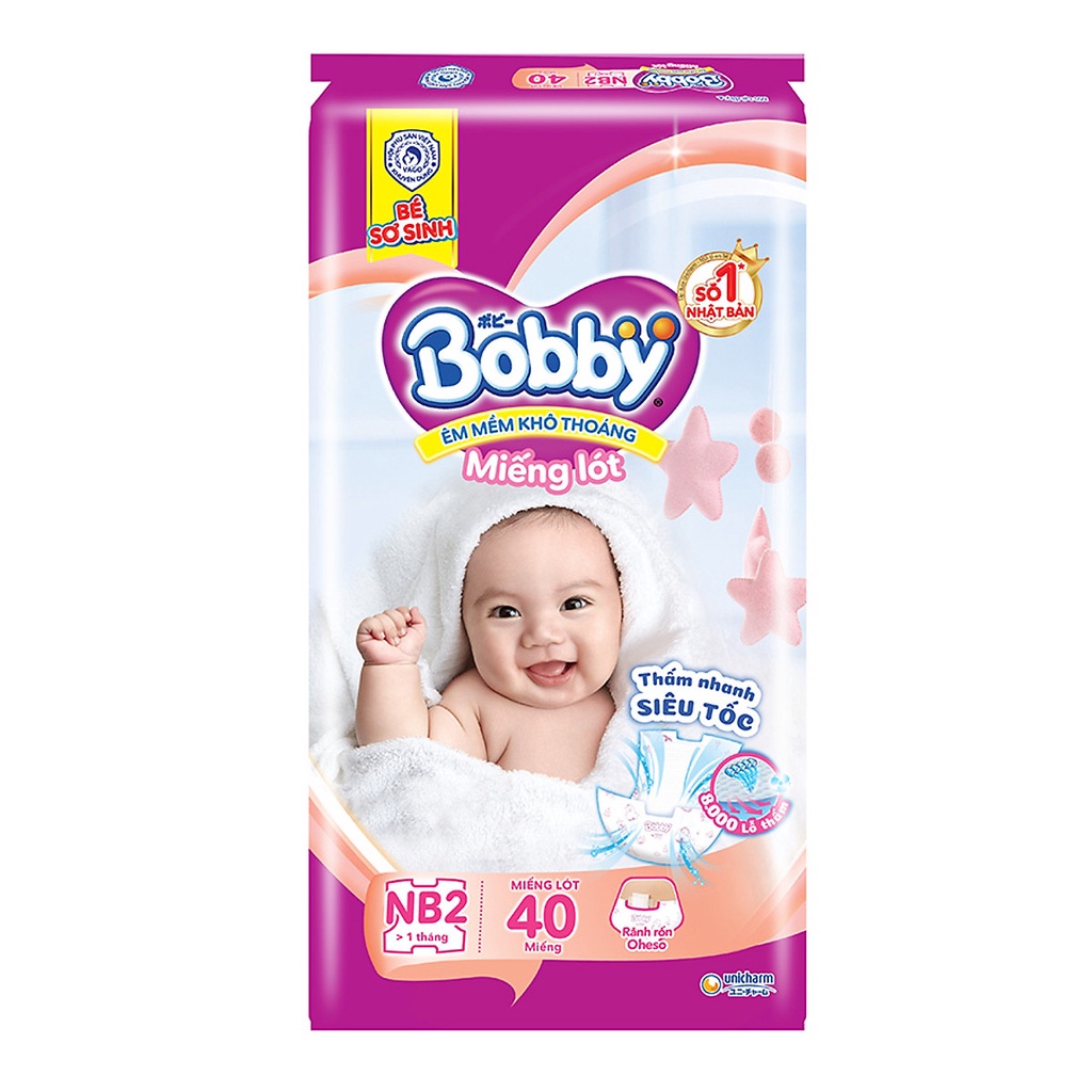 Miếng lót sơ sinh Bobby Newborn 2-40 miếng
