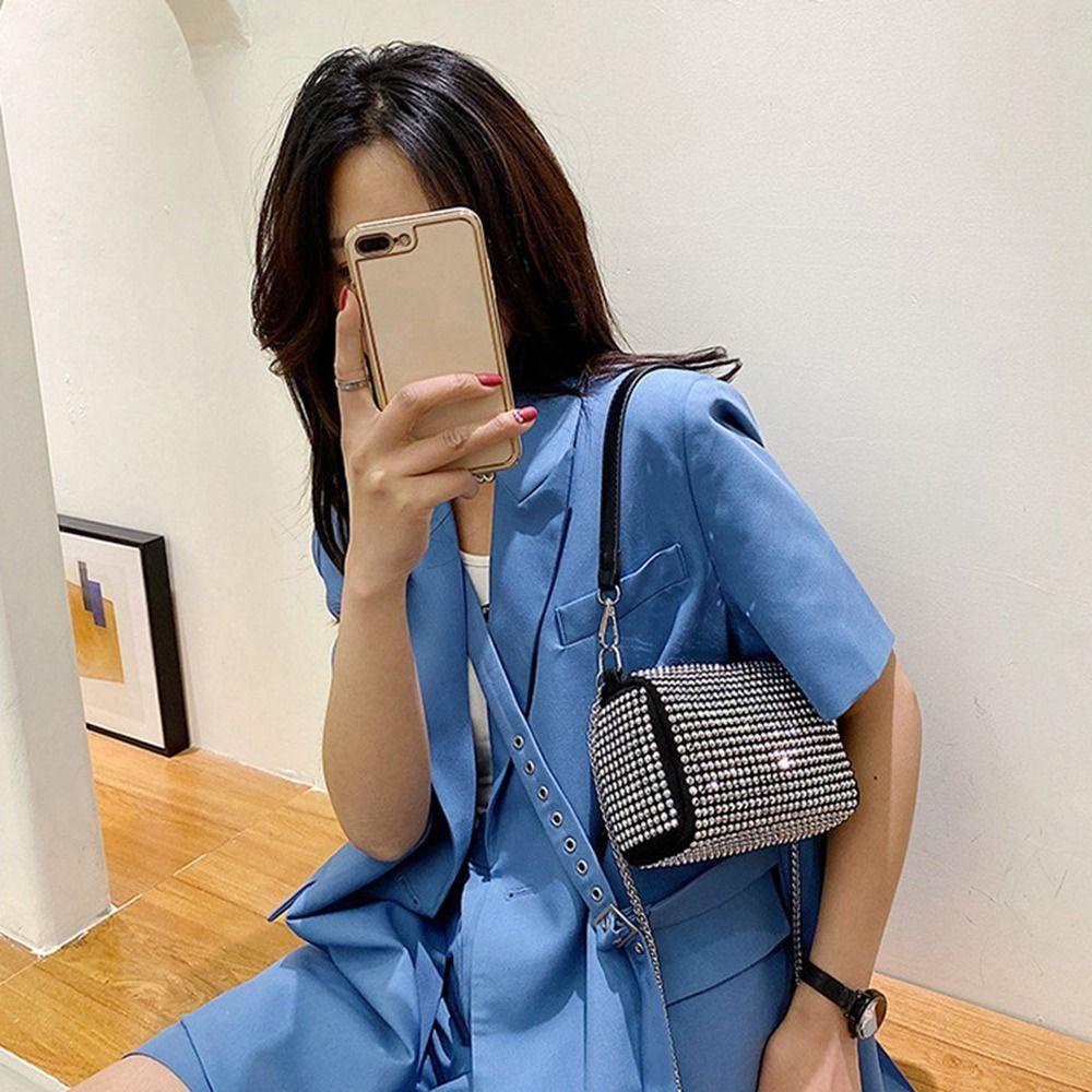 FALLFORBEAUTY Túi Xách Da PU Cỡ Lớn Đính Đá Sang Trọng Cho Nữ