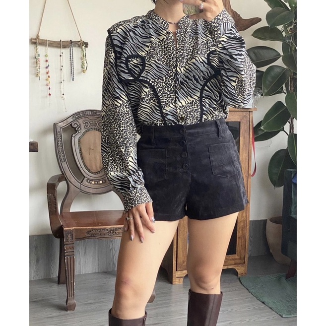 Áo sơ mi kiểu da beo