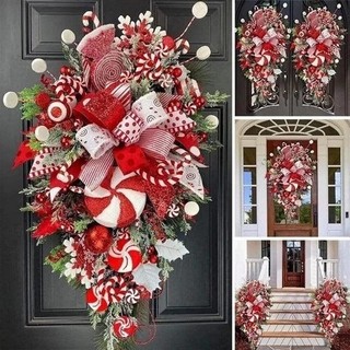 Giáng sinh giọt nước swag vòng hoa kẹo mía đồ trang trí giáng sinh bông tuyết giáng sinh treo trang trí cho cửa trước cửa sổ lò sưởi