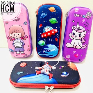 Hộp đựng bút in nổi 3D họa tiết hoạt hình rất dễ thương cho bé trai, bé gái đựng viết, bóp viết