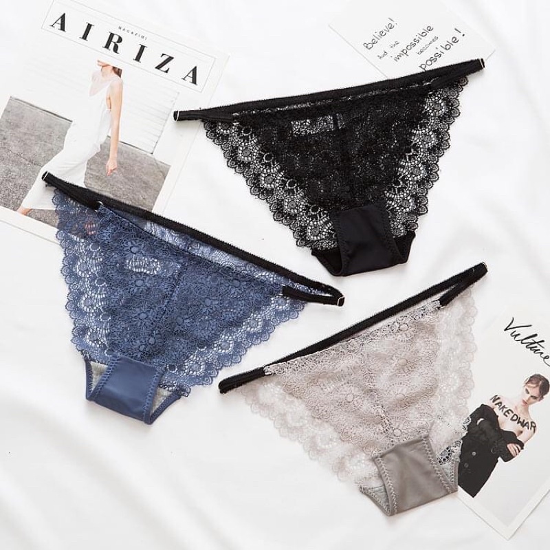 Quần Lót Nữ - Quần Lót Ren Hoa Hai Mảnh Xuyên Thấu Cạp Dây Sexy Cao Cấp 🌸🌸🌸🌸