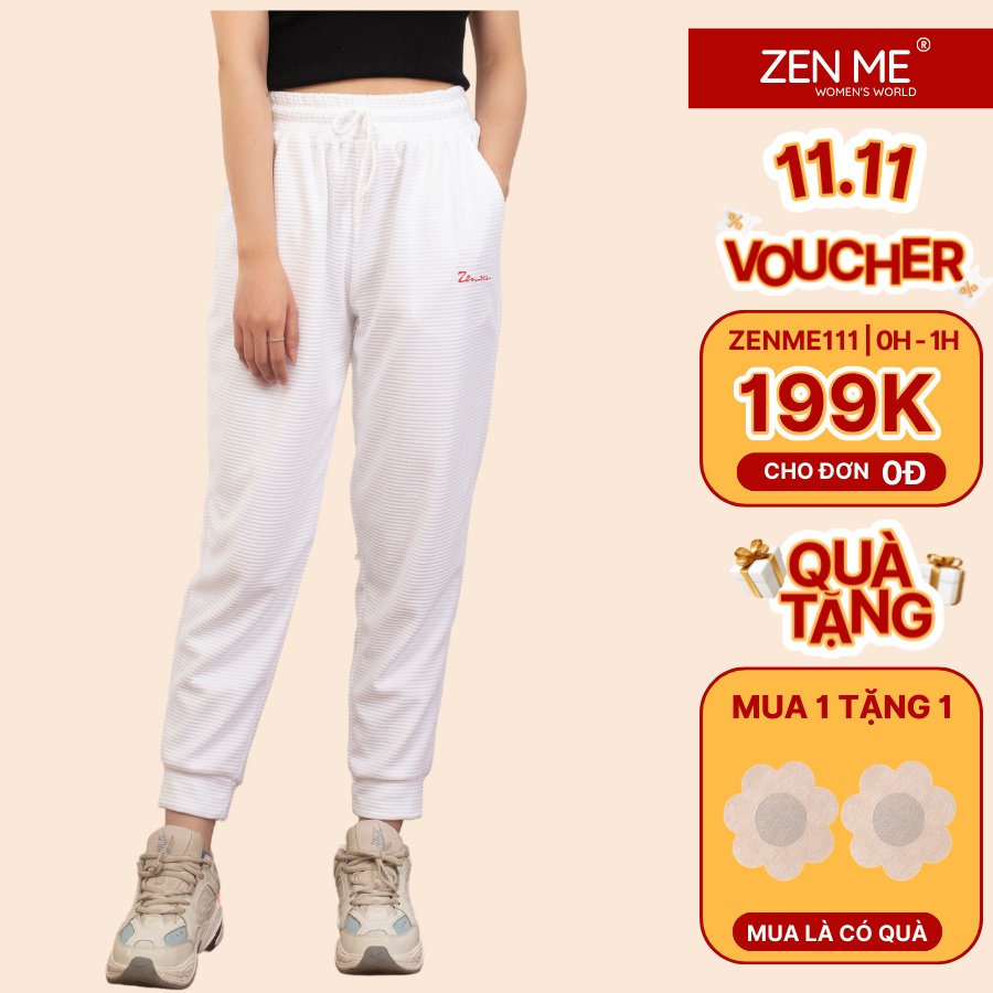 Quần jogger nữ Zen Me ống bo năng động vải hạt ngô dày dặn thu đông cạp chun ôm dáng