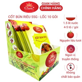 Gia vị nấu bún riêu nêm sẵn Titom lốc 10 gói 55g dùng nấu nước lèo bún riêu cua