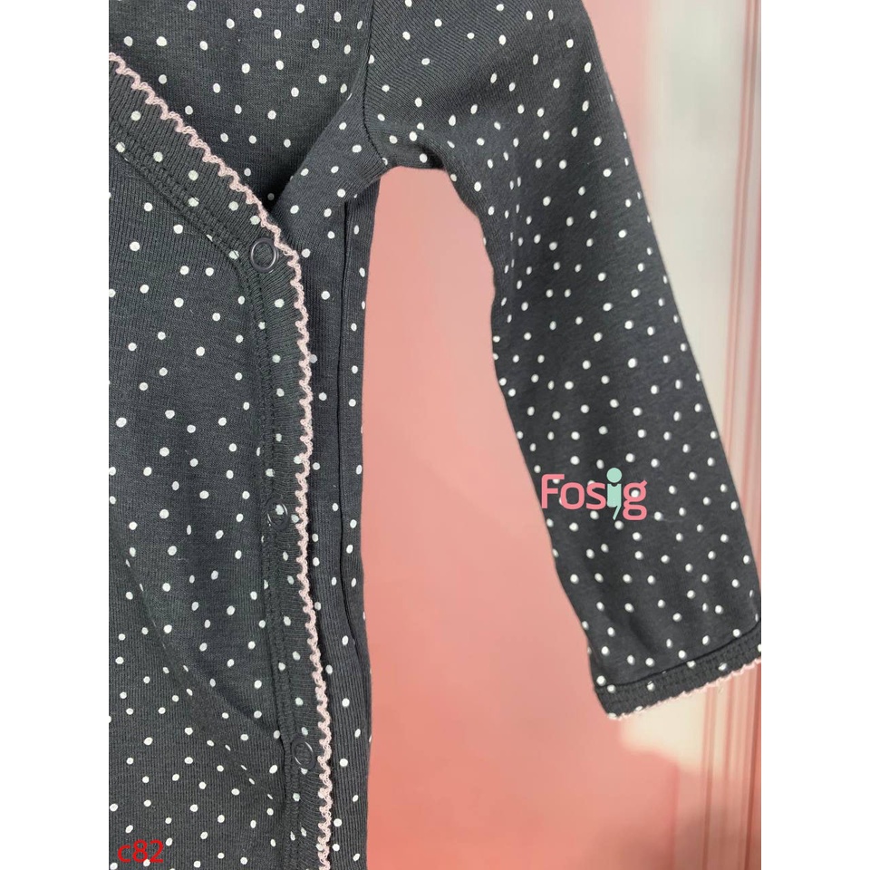 Bodysuit Tay Dài Cài Hông Bé Gái Cter - Đen Chấm Bi