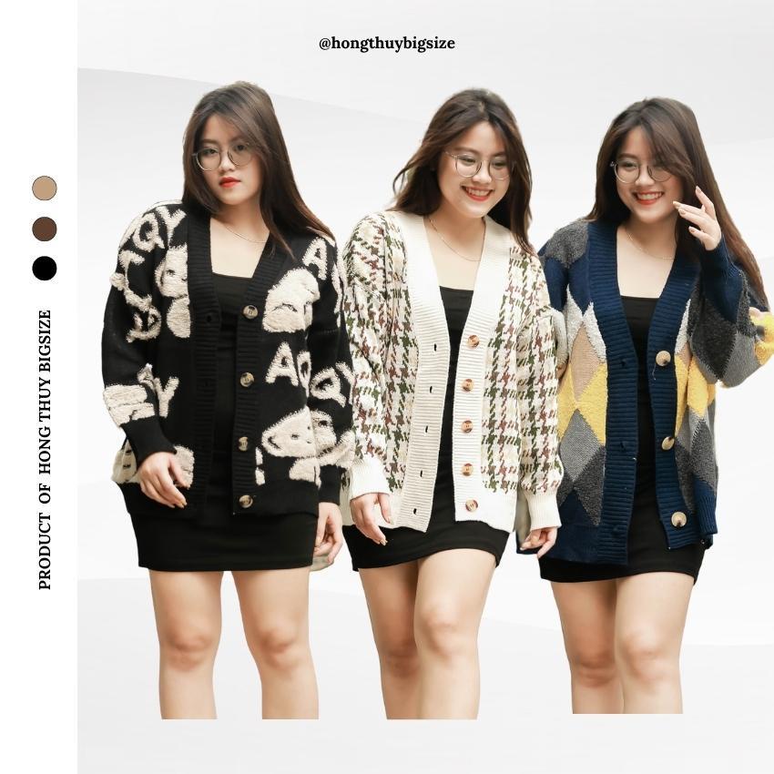 Áo Cardigan Nữ [BIGSIZE] Áo Cardigan Bigsize Nữ Len Phong Cách Hàn Quốc Nhiều Mẫu Hồng Thúy Bigsize CDGTH