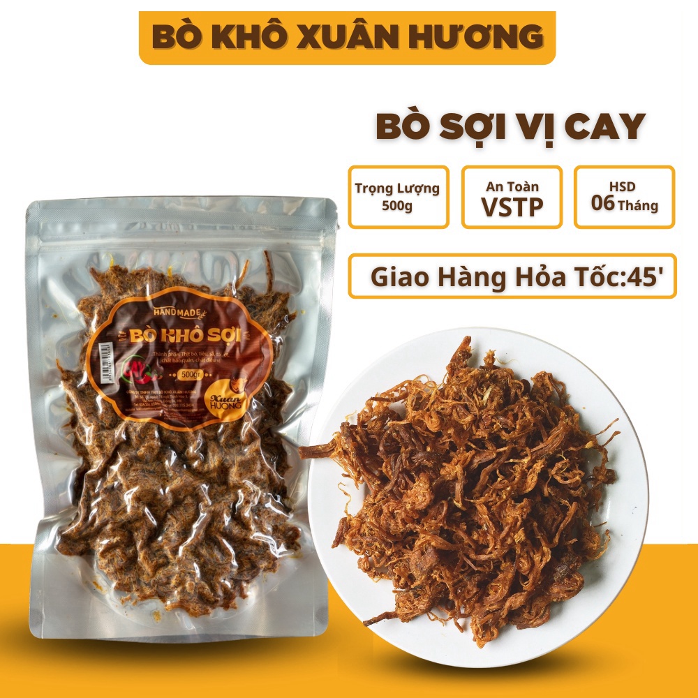 Bò Khô Sợi XUÂN HƯƠNG vị cay đặc biệt thơm ngon 500g