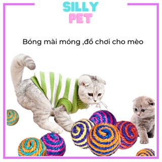 Đồ chơi cho mèo con tương tác giảm stress - Bóng mài móng cào móng bện thừng Silly.pet